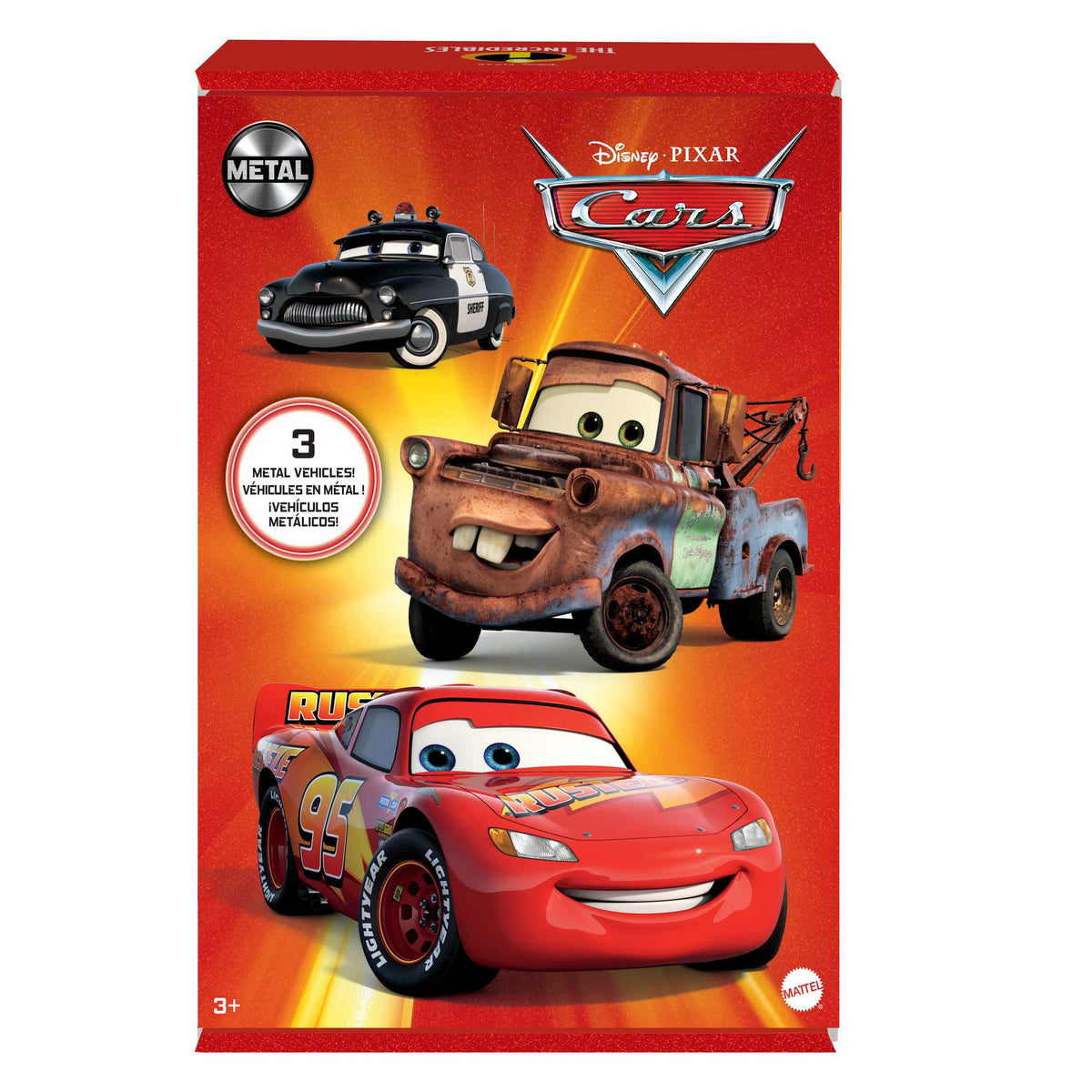 Cars de Disney y Pixar Diecast Vehículo de Juguete Paquete de 3 Personajes