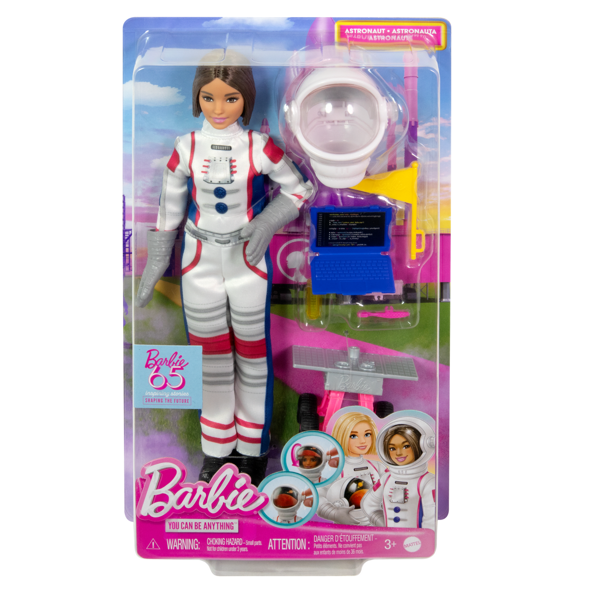 Barbie 65th Anniversary Careers Astronaut Doll & 10 Accessories Including Rolling Rover & Space Helmet