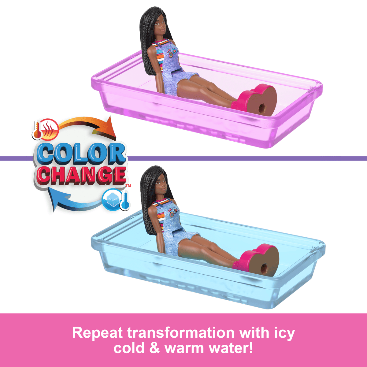 Barbie Mini Barbieland Doll & Vehicle Set With 1.5-inch Doll & Dreamcamper With Color-Change Pool
