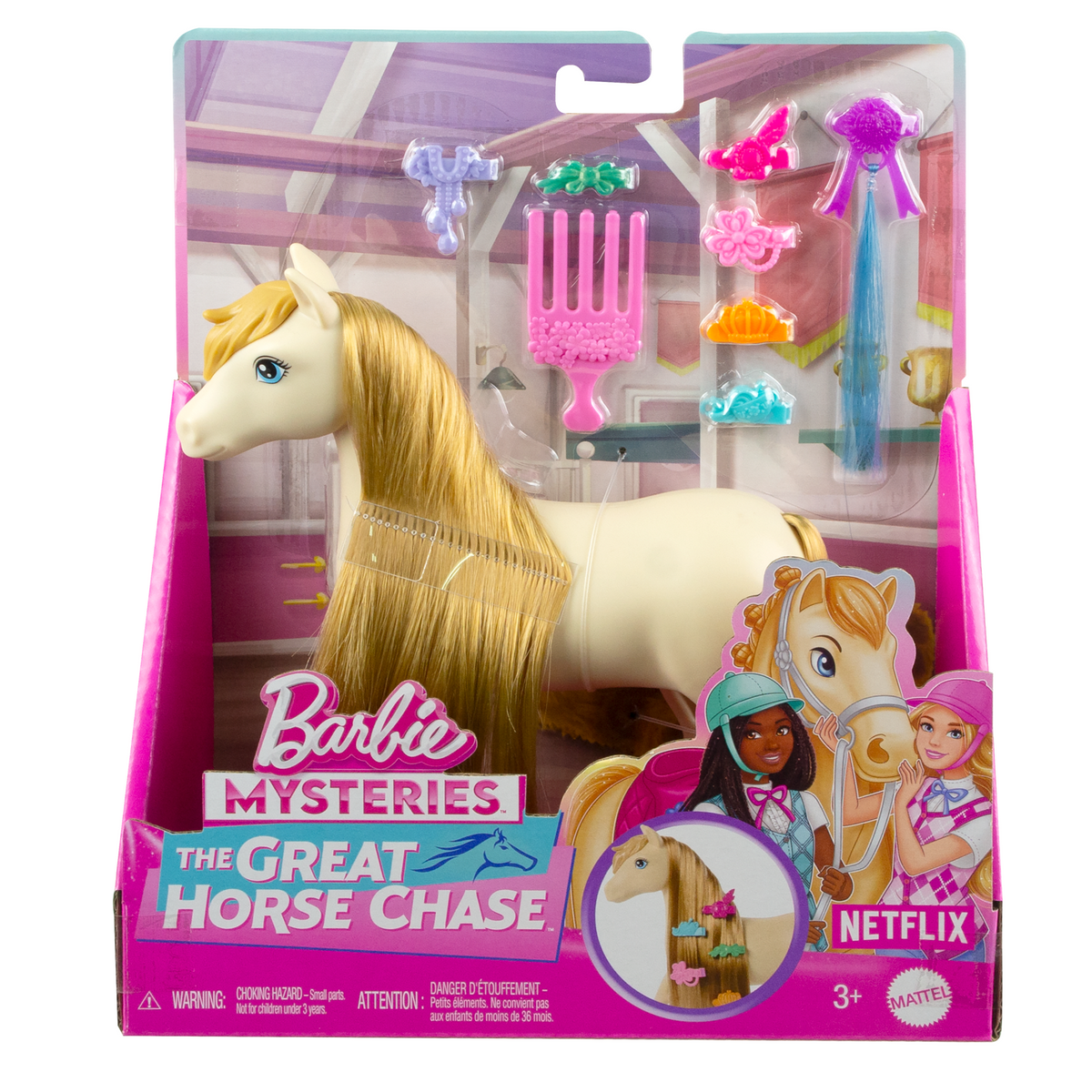 Barbie Detetive A Grande Corrida de Cavalos Conjunto de Brinquedo Pónei Penteados Divertidos Surpresa